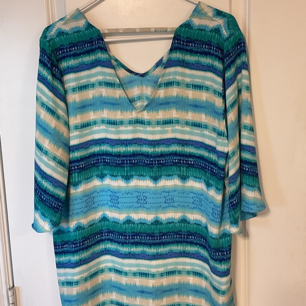 Blue and Green Striped Dress